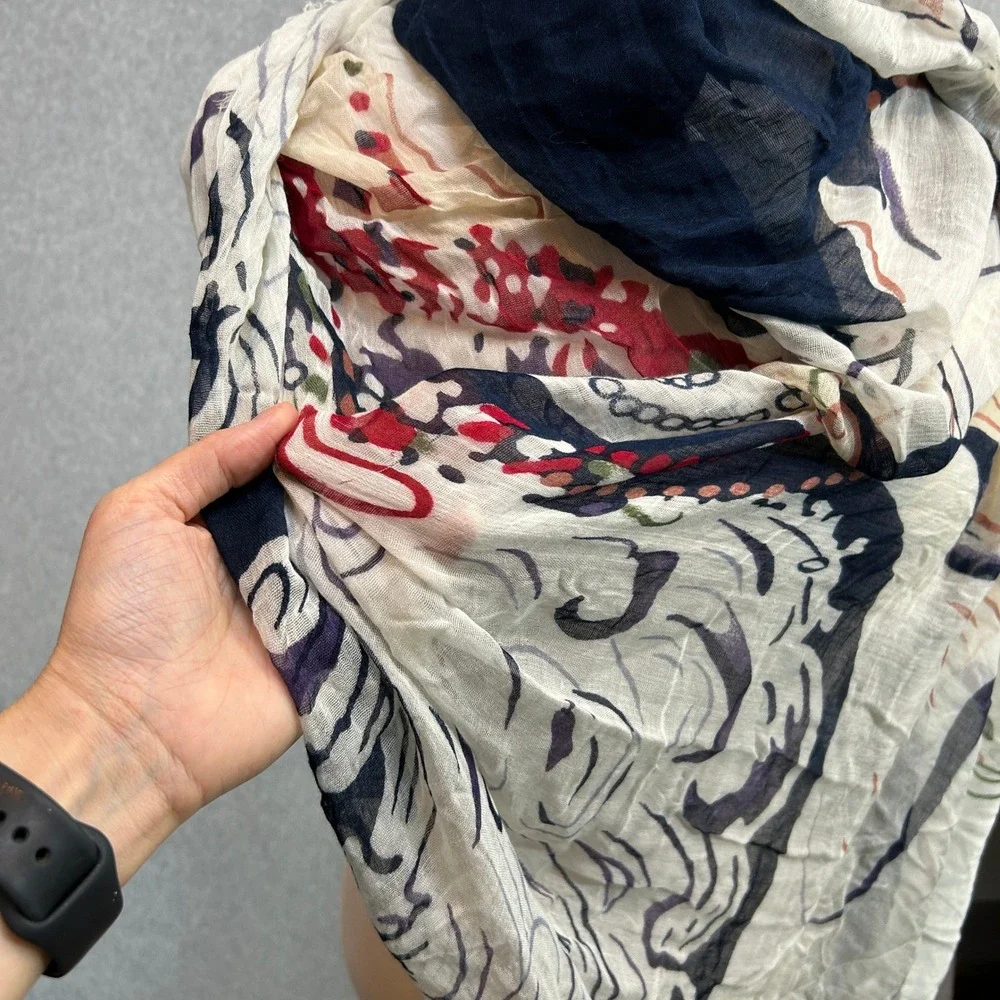 Blue Pacific Scarf Casino‎ de Paris Miss Mistinguett Showgirl Silk Cashmere Wrap